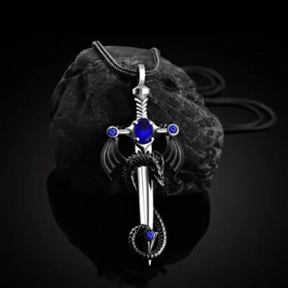 Dragon Sword Sapphire Pendant Necklace